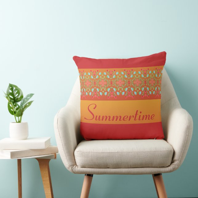 Rotes Orange und Gold Kissen (Stuhl )