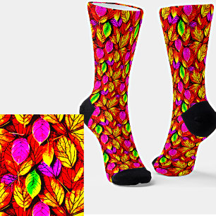 Rotes Orangefarbenes, rosa, leuchtendes Muster des Socken