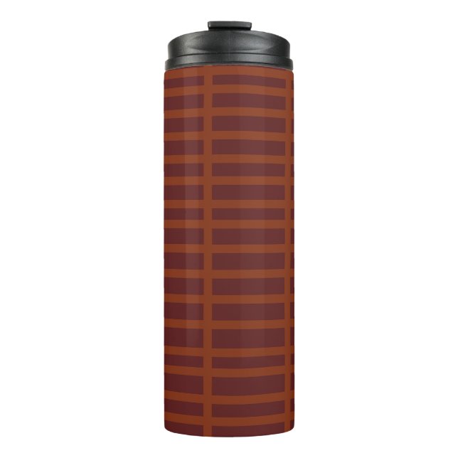 Rotes orangefarbenes Streifen Thermosbecher (Vorderseite)