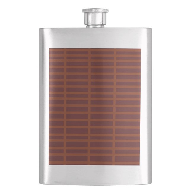Rotes orangefarbenes Streifenmuster Flask Flachmann (Vorderseite)