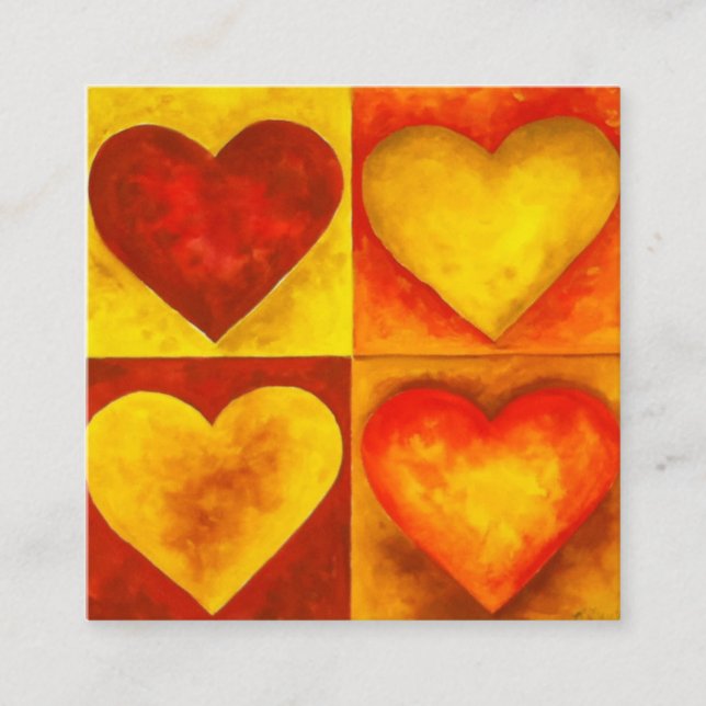 Rotes Orangefarbenes Wasser Wasserfarben Kunst Lie Quadratische Visitenkarte (Vorderseite)