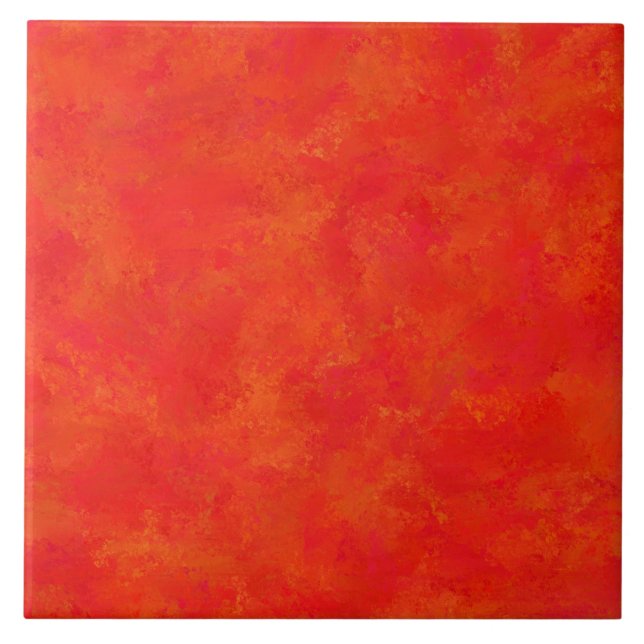 Rotes Oranges Abstraktes Muster Fliese (Vorderseite)