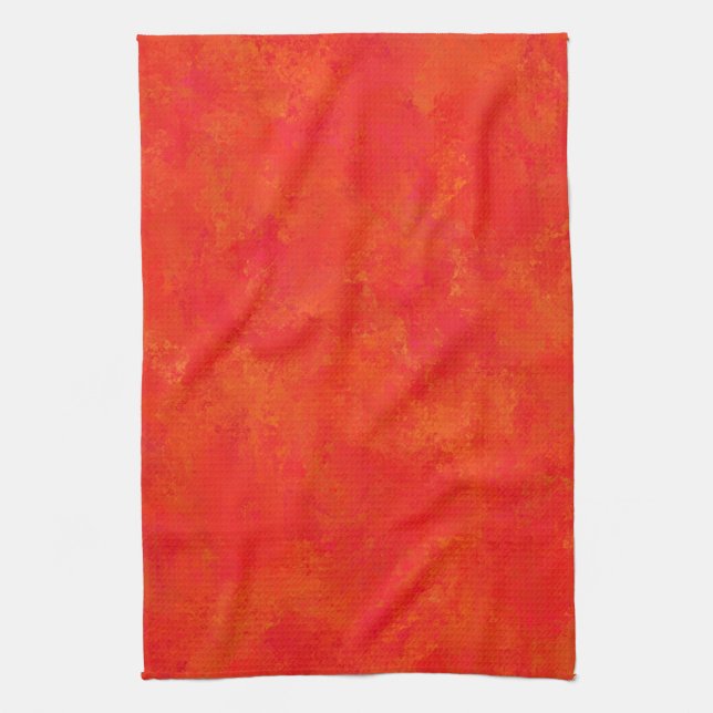 Rotes oranges abstraktes Muster Geschirrtuch (Vertikal)