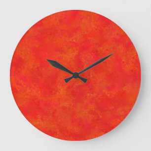 Rotes Oranges abstraktes Muster Große Wanduhr