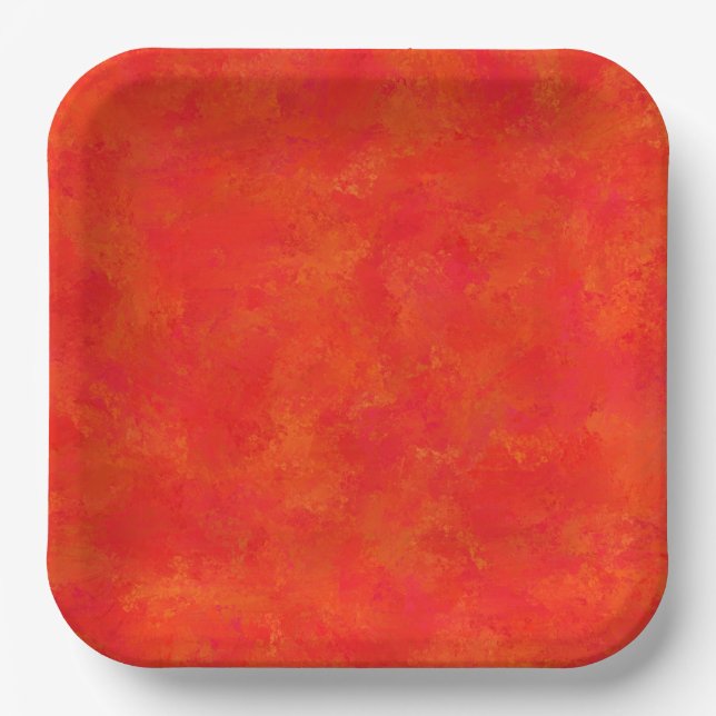 Rotes oranges abstraktes Muster Pappteller (Vorderseite)