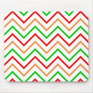 Rotes, oranges und grünes Chevron-Muster Mousepad