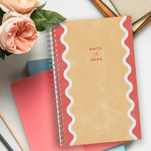 Rotes Oranges Wellige Linien Spiral Journal Notizb Notizbuch