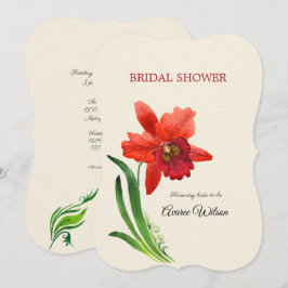 Rotes Orchid-Brautparty Einladung
