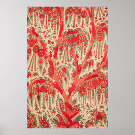 Rotes osmanisches Baum-des-Lebens-Kunstwerk Vintag Poster
