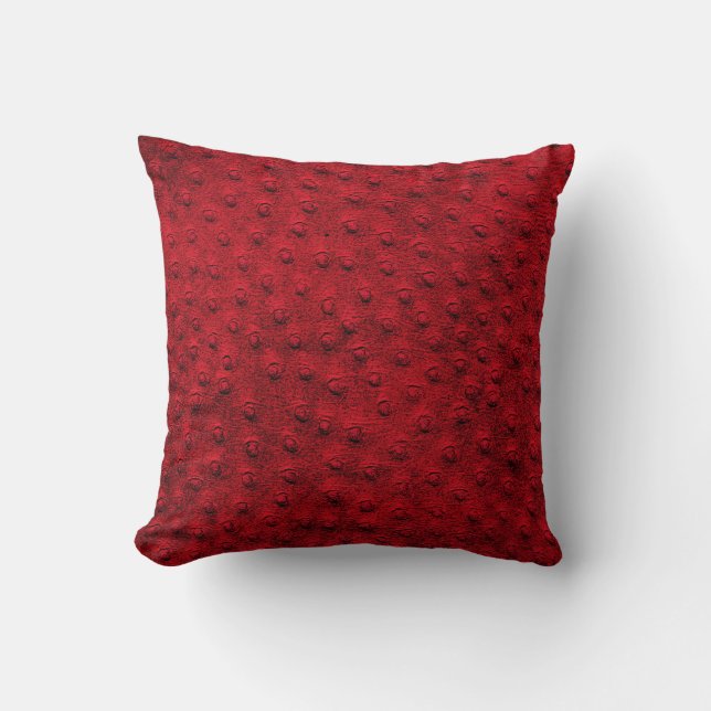 Rotes Oversifiziertes Straußenlederkissen Kissen (Vorderseite)