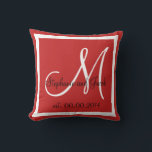 Rotes Paar/Familie/Kopfkissen Kissen<br><div class="desc">Personalisiertes rosa, schwarz und weiß mit Monogramm Kissen mit Braut- und Bräutigamen und Hochzeitdatum in dekorativer Schrift.Fester, bräunlicher Hintergrund. Das ist ein tolles Geschenk für frische Weds. Elegantes, trendiges Accessoire für Ihr Schlafzimmer, Ihren Lieblingsstuhl oder jedes Zimmer in Ihrer Familie Zuhause. Passen Sie Ihre Namen, Mono Anfangs- und Hochzeitstermin an....</div>