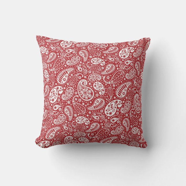 "Rotes Paisley-Wurfs-Kissen " Kissen (Vorderseite)