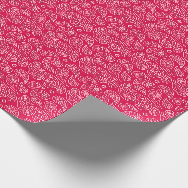 Rotes Paisleys Geschenkpapier (Ecke)