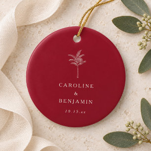 Rotes Palmenbaum-Zielhochzeitsandenken Keramik Ornament