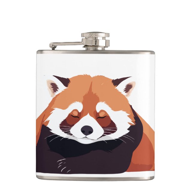 Rotes Panda Adorable Süße Tier Schlafen Entspannen Flachmann (Vorderseite)