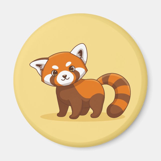 Rotes Panda auf Gelb Magnet (Vorne)