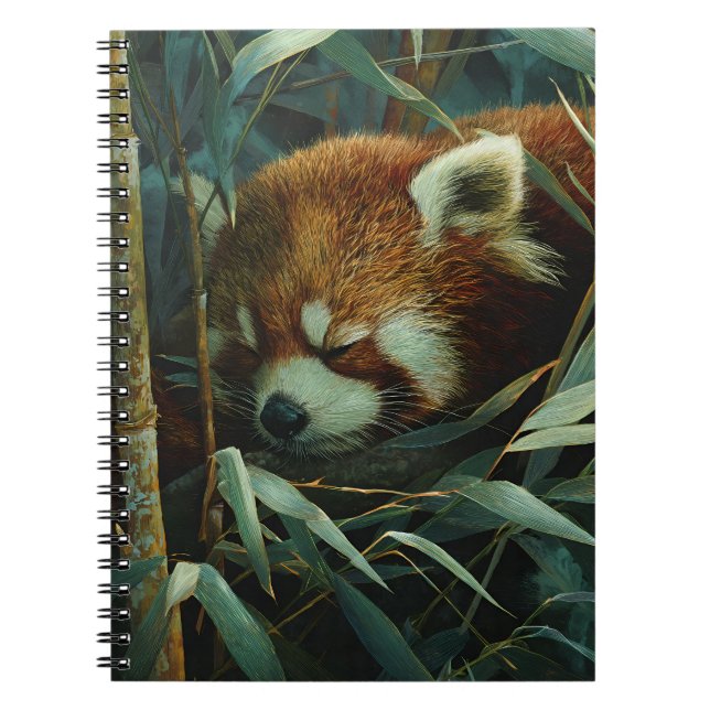 Rotes Panda Bamboo Nest Kunst Notizblock (Vorderseite)