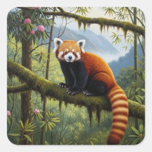 Rotes Panda in Singalila Nationalpark Reisen Quadratischer Aufkleber