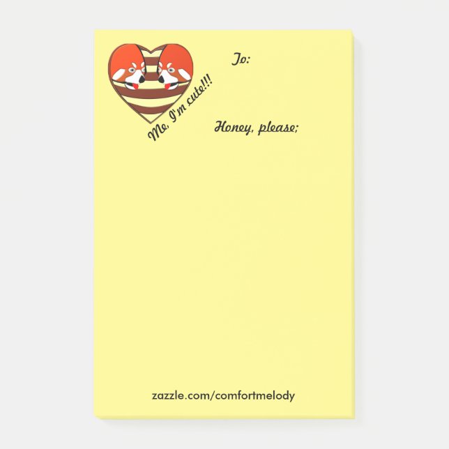 Rotes Panda-Liebe Post-it Klebezettel (Vorderseite)