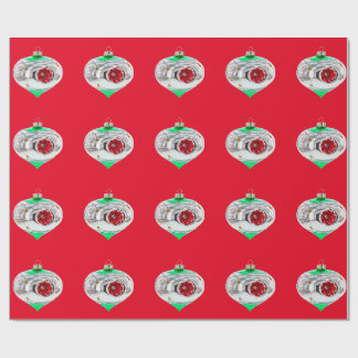 Rotes Papier für grüne und rote Ornamente Geschenkpapier