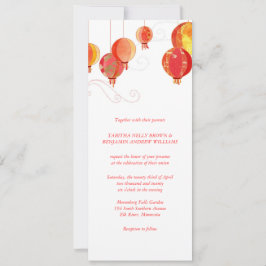 Rotes Papier Lanterns Lange vertikale Hochzeit Einladung