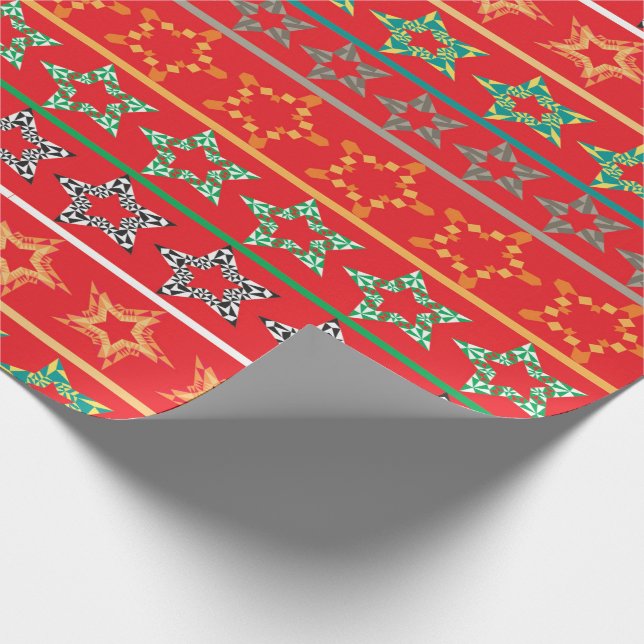 Rotes Papier mit festem Sternenhimmel Geschenkpapier (Ecke)