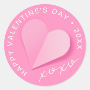 Rotes Papierherz XOXO Frohen Valentinstag Liebe Runder Aufkleber