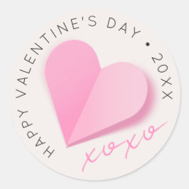 Rotes Papierherz XOXO Frohen Valentinstag Liebe Runder Aufkleber