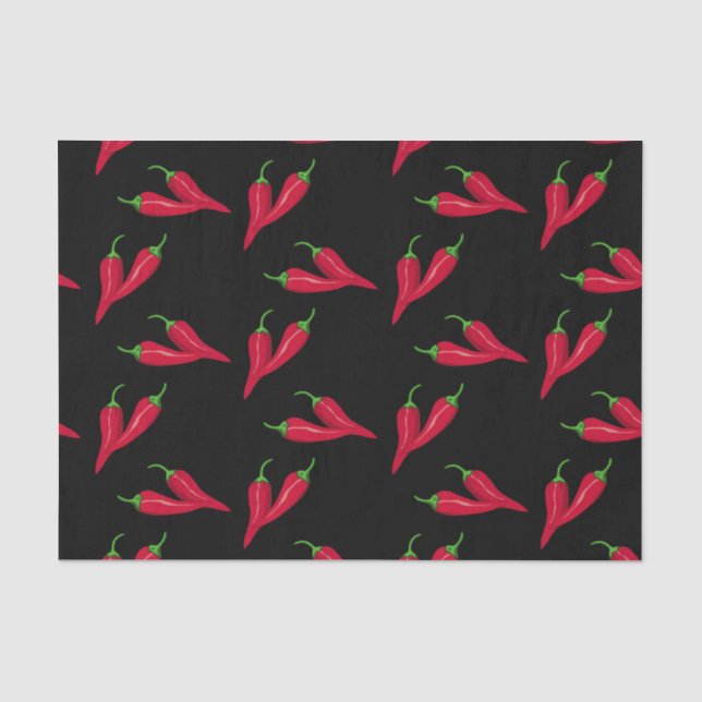 Rotes Paprikaschotenmuster, Chilipfeffer auf Seidenpapier (Vorderseite)