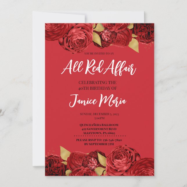 Rotes Party Leopard Geburtstagsfeier Einladung (Vorderseite)