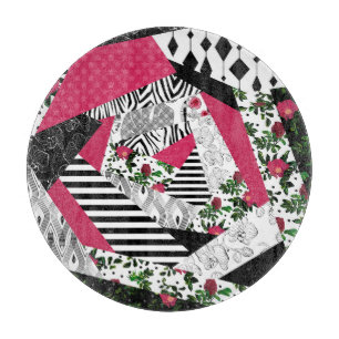 Rotes Patchwork, beliebt, Patchwork-Kissen Schneidebrett