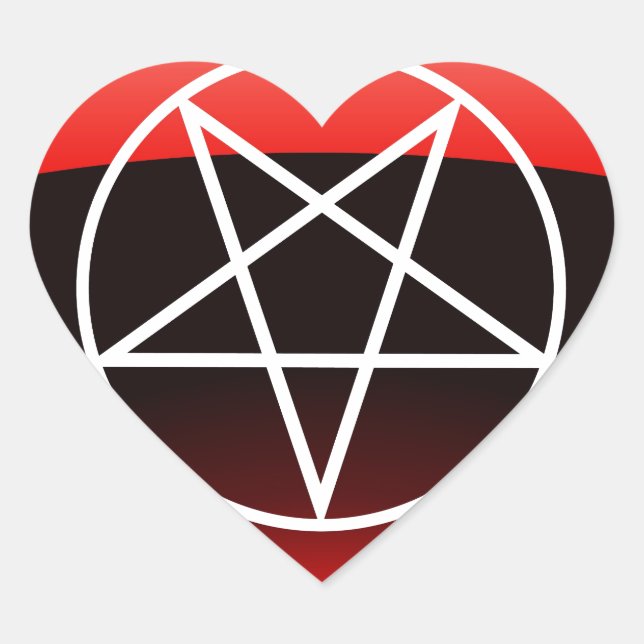 Rotes Pentagramm Herz-Aufkleber (Vorderseite)