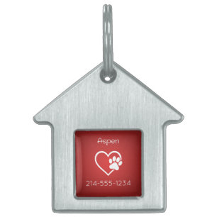 Rotes personalisiertes Hunde-ID-Armband Name & Tel Tiermarke