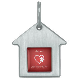 Rotes personalisiertes Hundehalsband mit Namen und Tiermarke