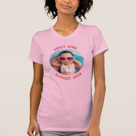 Rotes Personalisiertes Round Family Foto T-Shirt