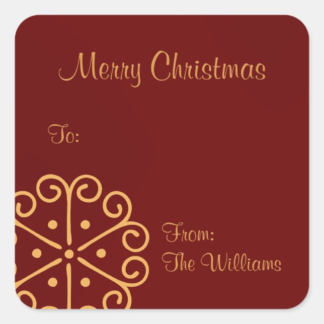 Rotes Personalisiertes Weihnachtsgeschenk Aufklebe Quadratischer Aufkleber (Vorderseite)