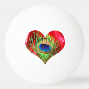 Rotes Pfau-Herz Tischtennisball