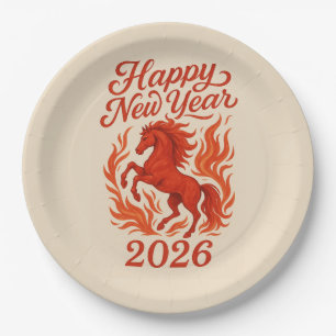 Rotes Pferd 2026 Pappteller