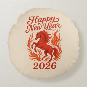 Rotes Pferd 2026 Rundes Kissen