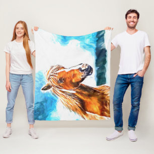 Rotes Pferd am Himmel Fleece Blanket