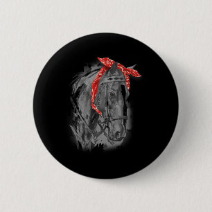 Rotes Pferd Bandana für Pferdereiten Button