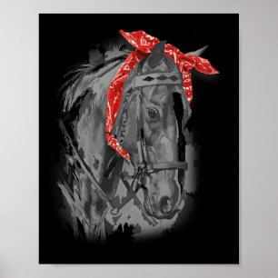 Rotes Pferd Bandana für Pferdereiten Poster