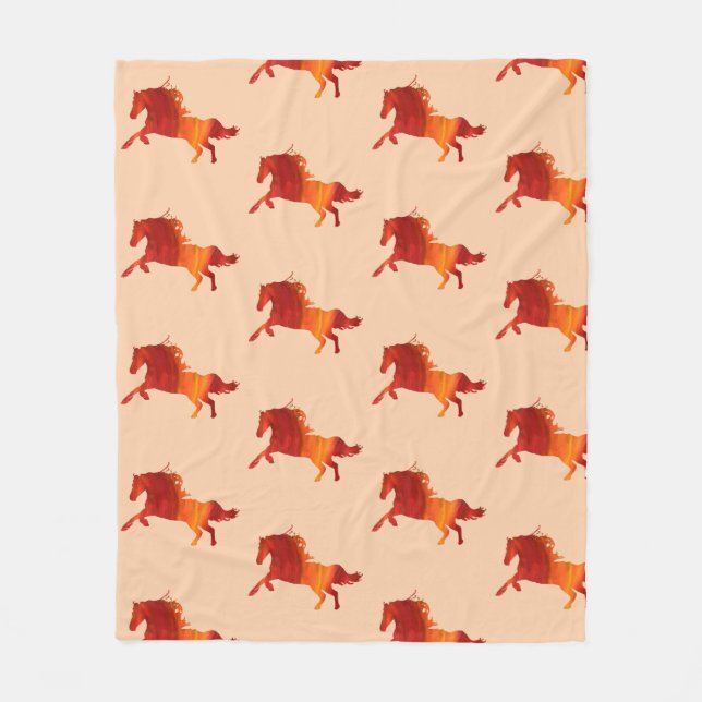 Rotes Pferd, Feuerpferd Art Fleece Blanket (Vorderseite)