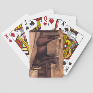 Rotes Pferd im Stall Spielkarten