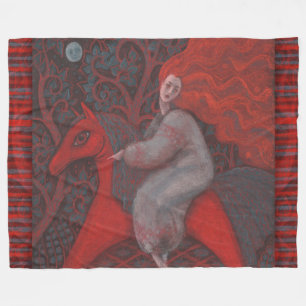 "Rotes Pferd", Ingwer, Volkskunst, Erdschattierung Fleecedecke