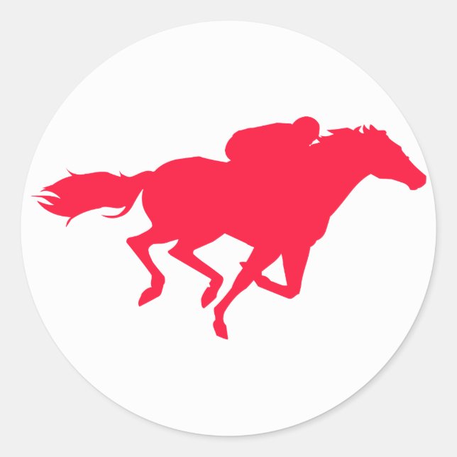 Rotes Pferd-Rennen Runder Aufkleber (Vorderseite)