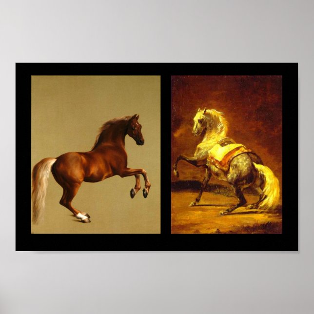ROTES PFERD UND GRAUES PASSIERTE PFERDE POSTER (Vorne)