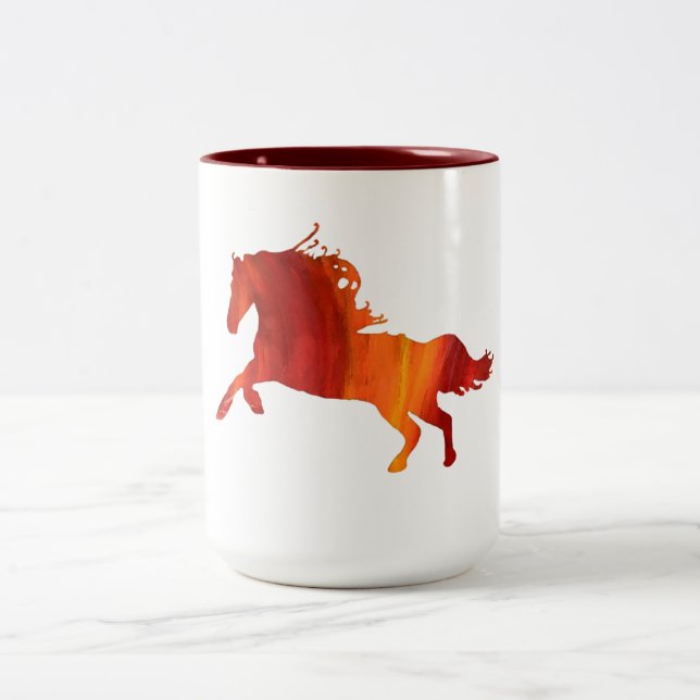 Rotes Pferd Zwei-Tonen-Tasse Zweifarbige Tasse (Mittel)