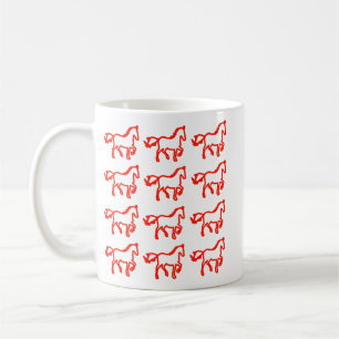 Rotes Pferdemuster-Umriss-Mug Zodiac Line Art Kaffeetasse