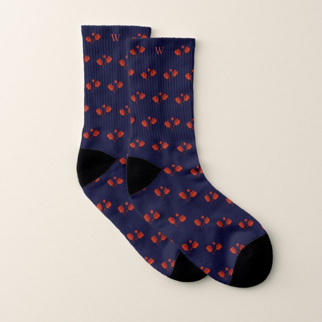 Rotes Pickleball Paddles Ball Monogram Initials Bl Socken (Paar)